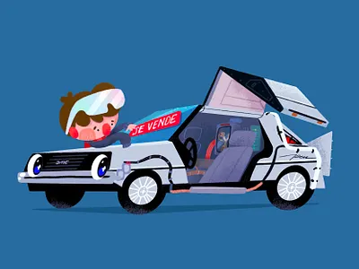 We can't change the past back cartoon character color cute delorean design illustration machine marty mcfly movie past time