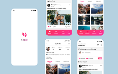 Social App business case study design process figma figma design graphic design mobileapp ui mockups photoshop prototype socialapp ui uiux ux wireframe