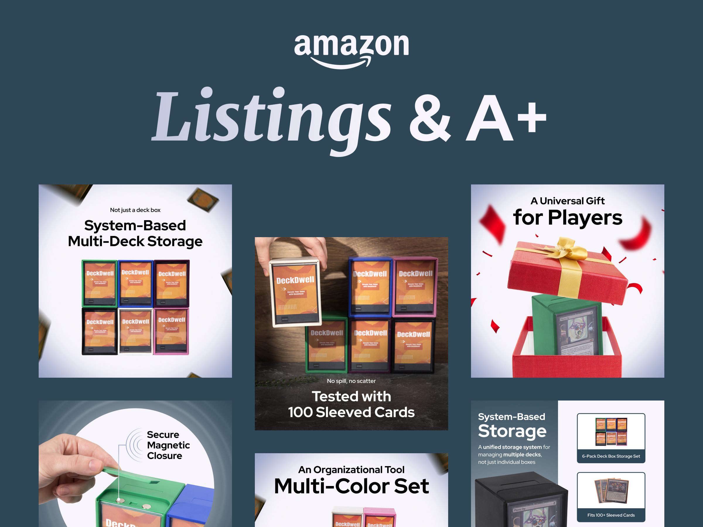 Listings & A+ Content for a Deck Box Set a content clean design amazon a content amazon a plus content amazon a plus deck box amazon brand story a design amazon infographics amazon listing amazon plus content amazon premium a content amazon product amazon product image design amazon product page design card games listing ecommerce listing design listing design listing images design playing cards listing design premium listing design product listing images storage box amazon listing