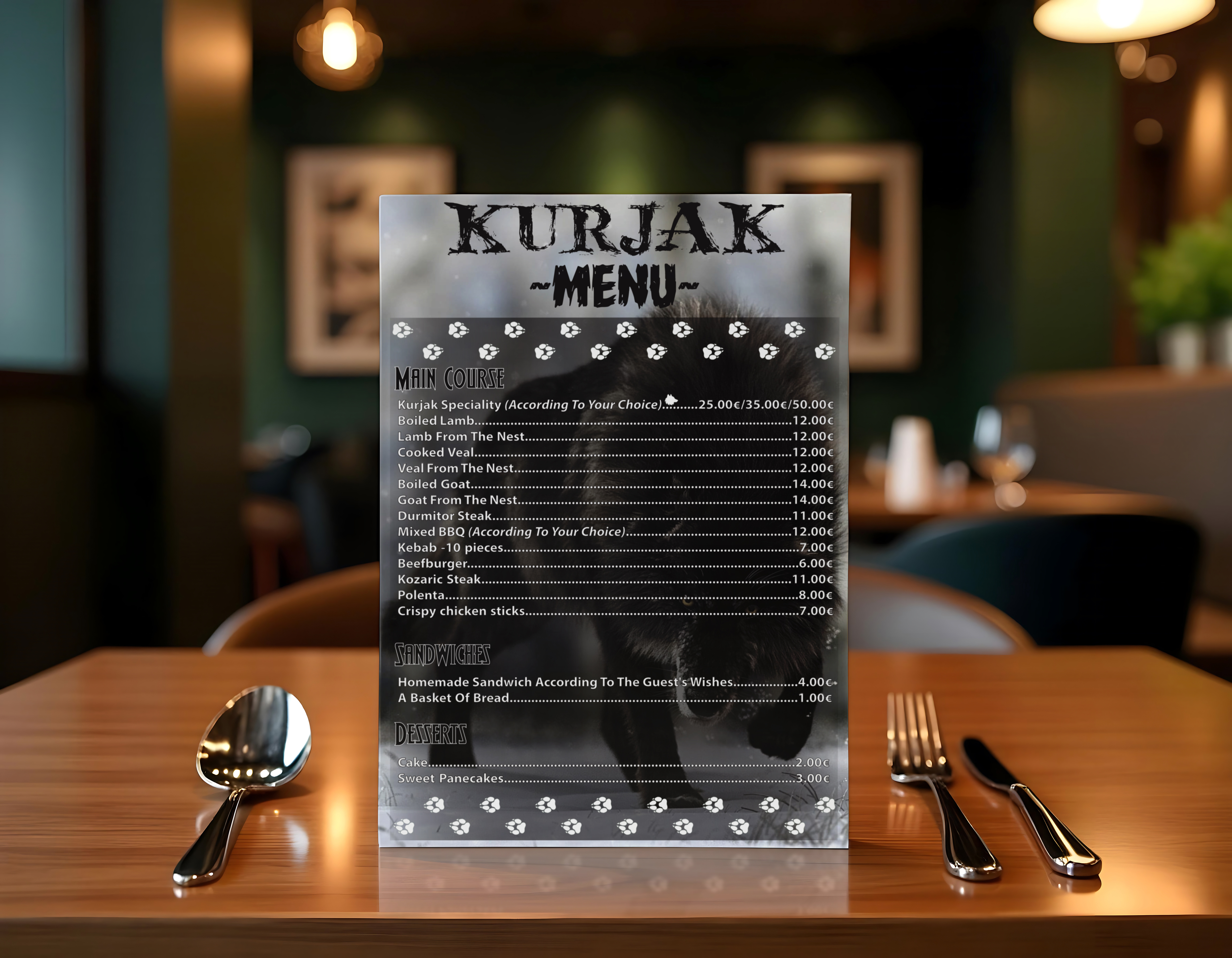One Page Menu - KURJAK