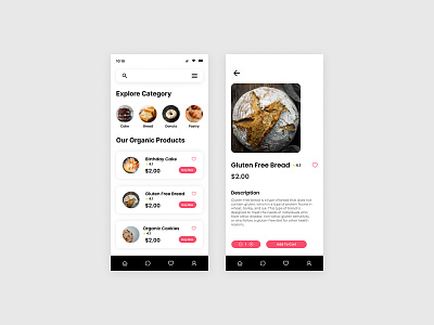 Simple Bakery App Design app bakery birthday cake design food ui ux