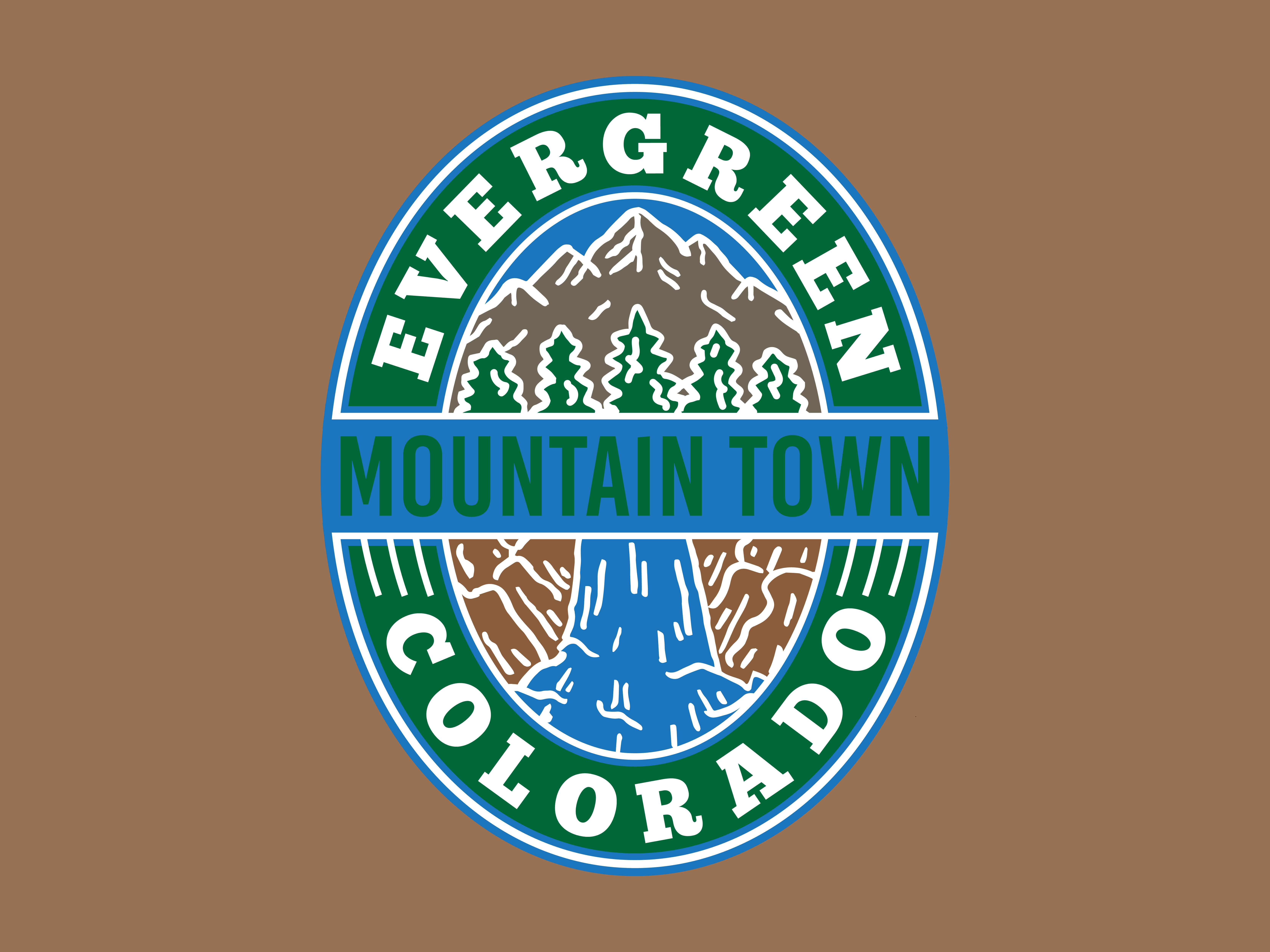 Evergreen Lake Waterfall branding camping colorado design evergreen fishing hiking illustration lake logo mountain town nature outdoors rocky mountains waterfall wilderness