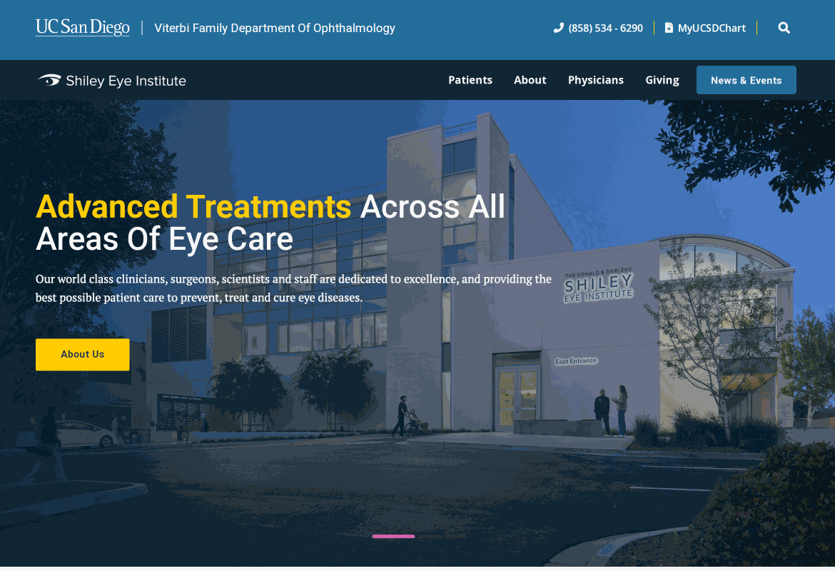 UCSD - Shiley Eye Institute Webflow Website healthcare webflow medical research webflow webflow website