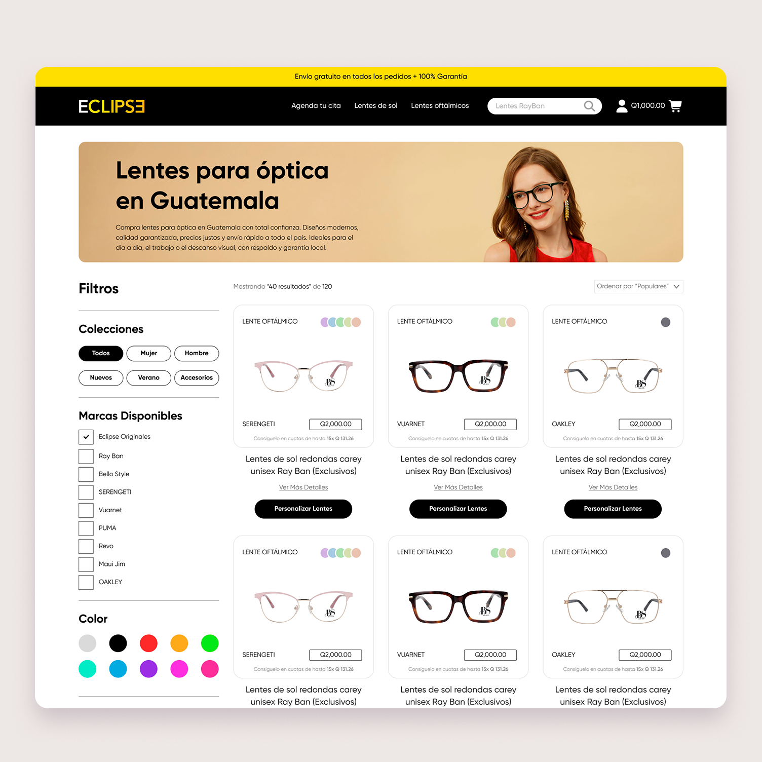 Product Listing Page (PLP) Eyeglasses