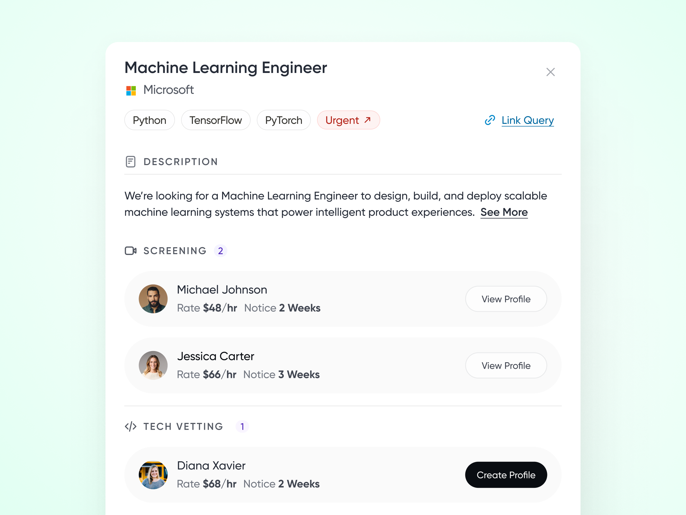 Role Card UI ATS ats design ui ux