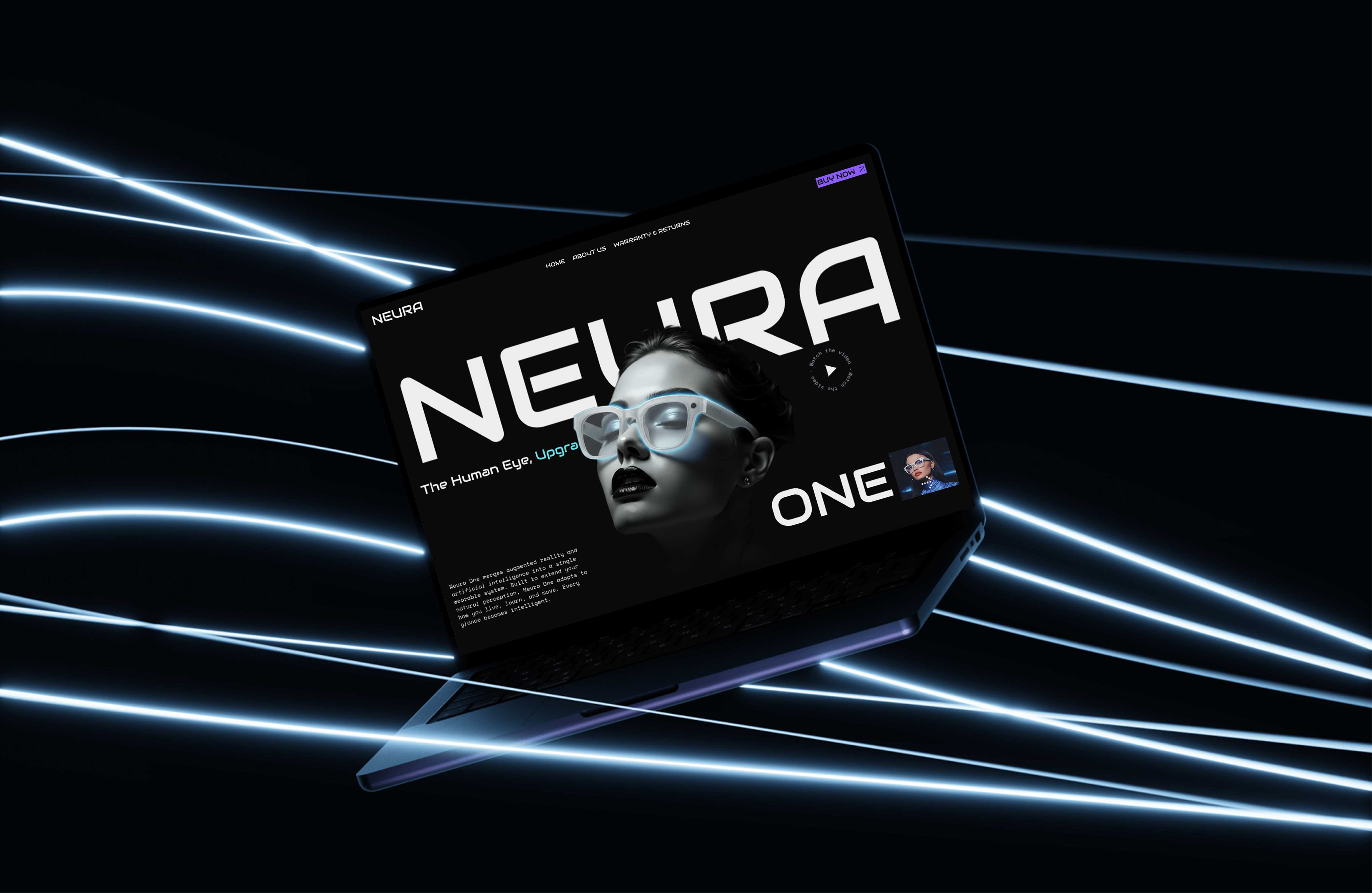 Neura One - Product Landing Page animation dark framer landing page tech ui ux wearable web design web development website design