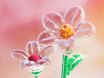 3D Cute Plastic Flowers 3d artificial beauty bloom blooming blossom botanical botany bouquet daisy design flora floral flower illustration plastic romantic