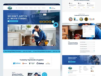 Plumbing Service Website Design branding contractor website design figma ui for plumbers handyman website homepage illustration landing landing page local business site local service website plumbing plumbing design plumbing service plumbing website design repair website ui uiux web design website