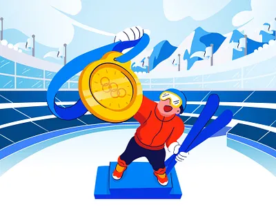 Winter Olympic Milano Cortina 2026 - Alpine Skiing Winner alpine skiing athlete championship competition cortina gold medal illustration medal milano olympic olympic sports podium ski ski jumping skiing sport winner winter winter olympic winter sports