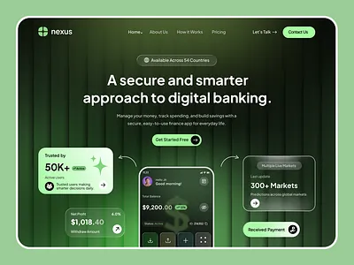 Nexus – Digital Banking Website UI banking dashboard finance fintech landingpage modern u ui uiux webdesign