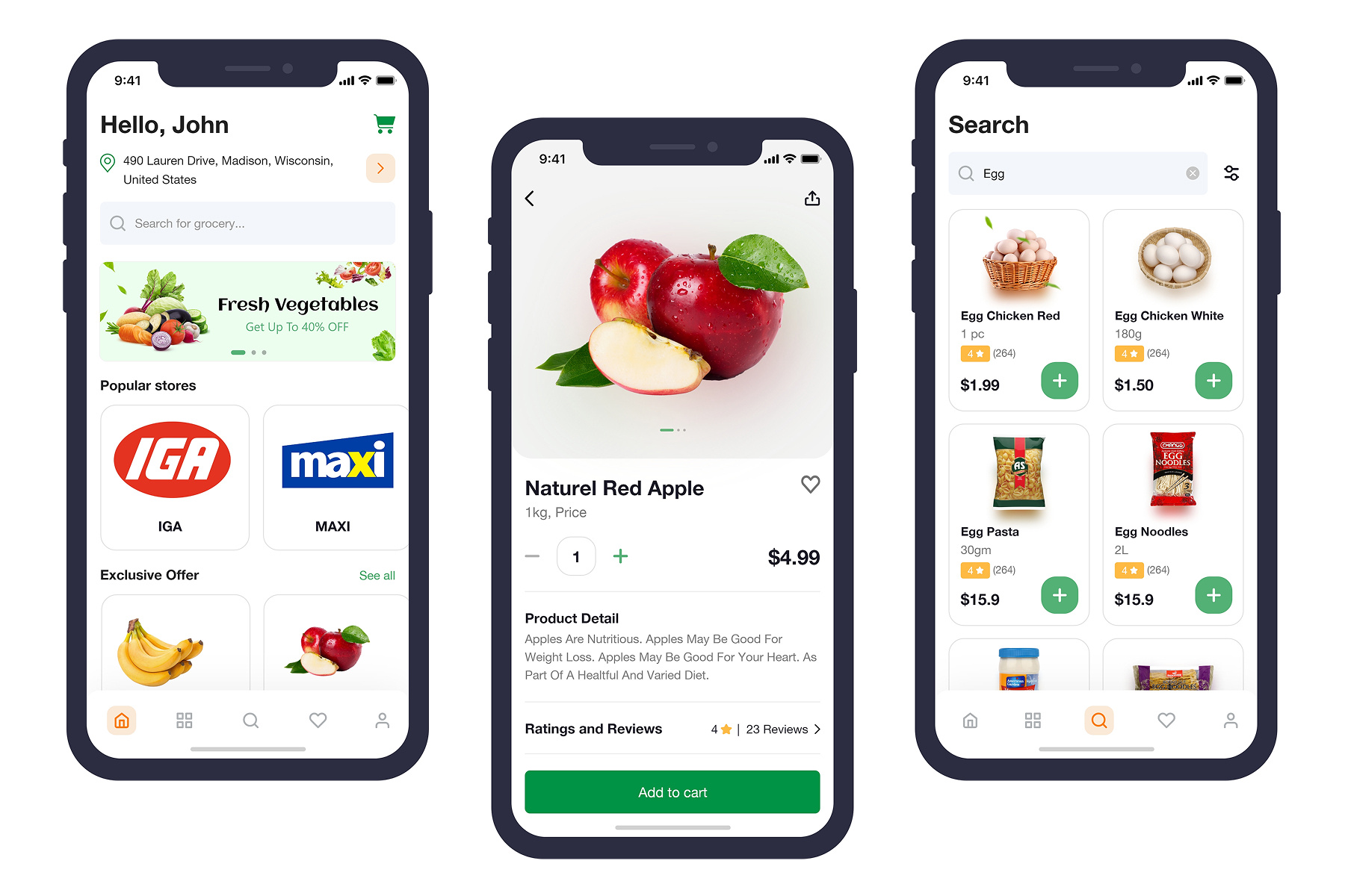 Example of Grocery Delivery App Design