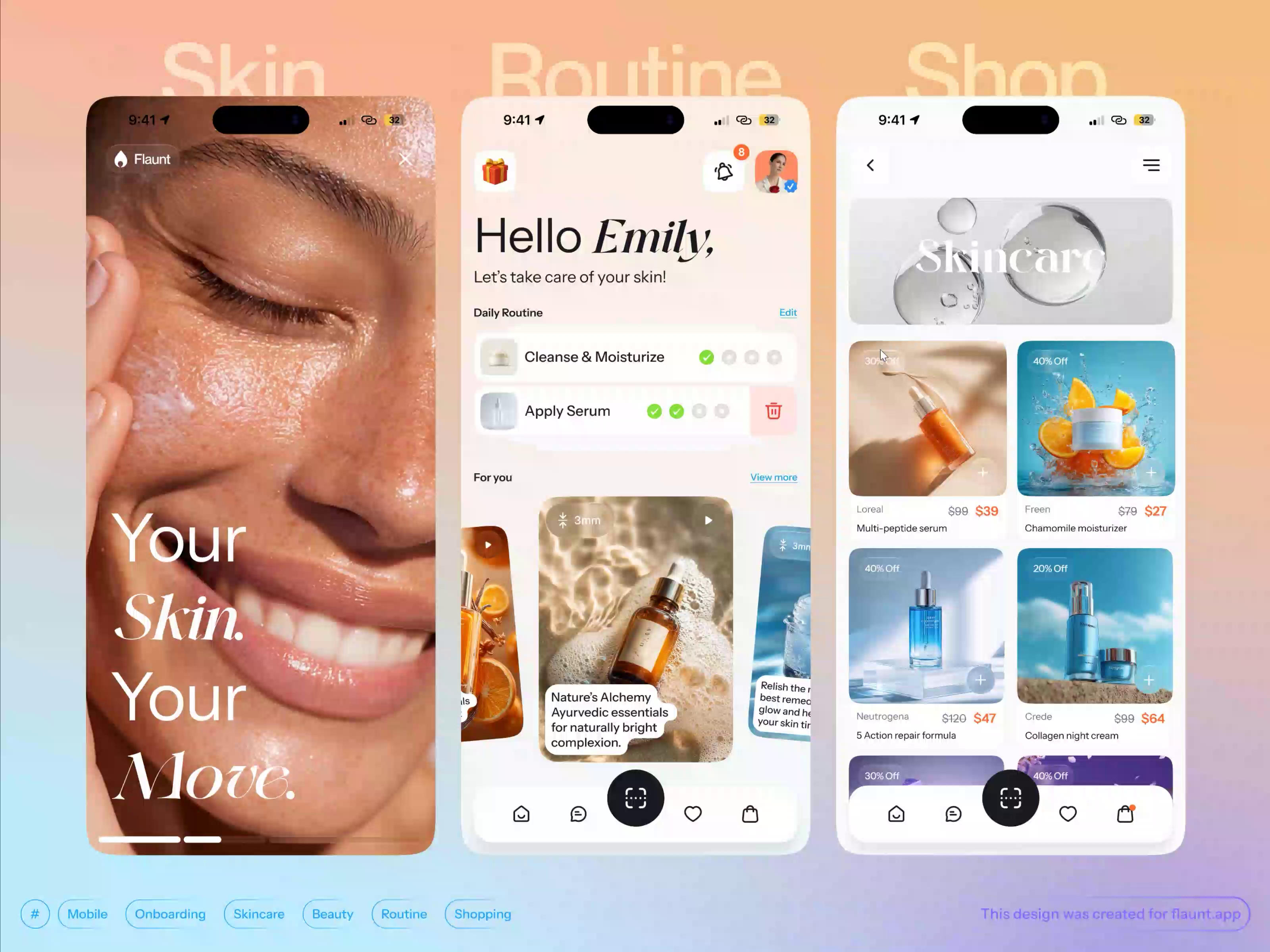 Flaunt.app - HealthTech - Skincare mobile app