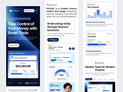 Finance Landing Page Mobile Responsive design figma template figma uiux finance landing page finance ui ux fintech website landing page design mobile first design mobile responsive design modern landing page oripio oripio desin agency responsive web design saas landing page sajibur design top design agency ui web design webflow design website design