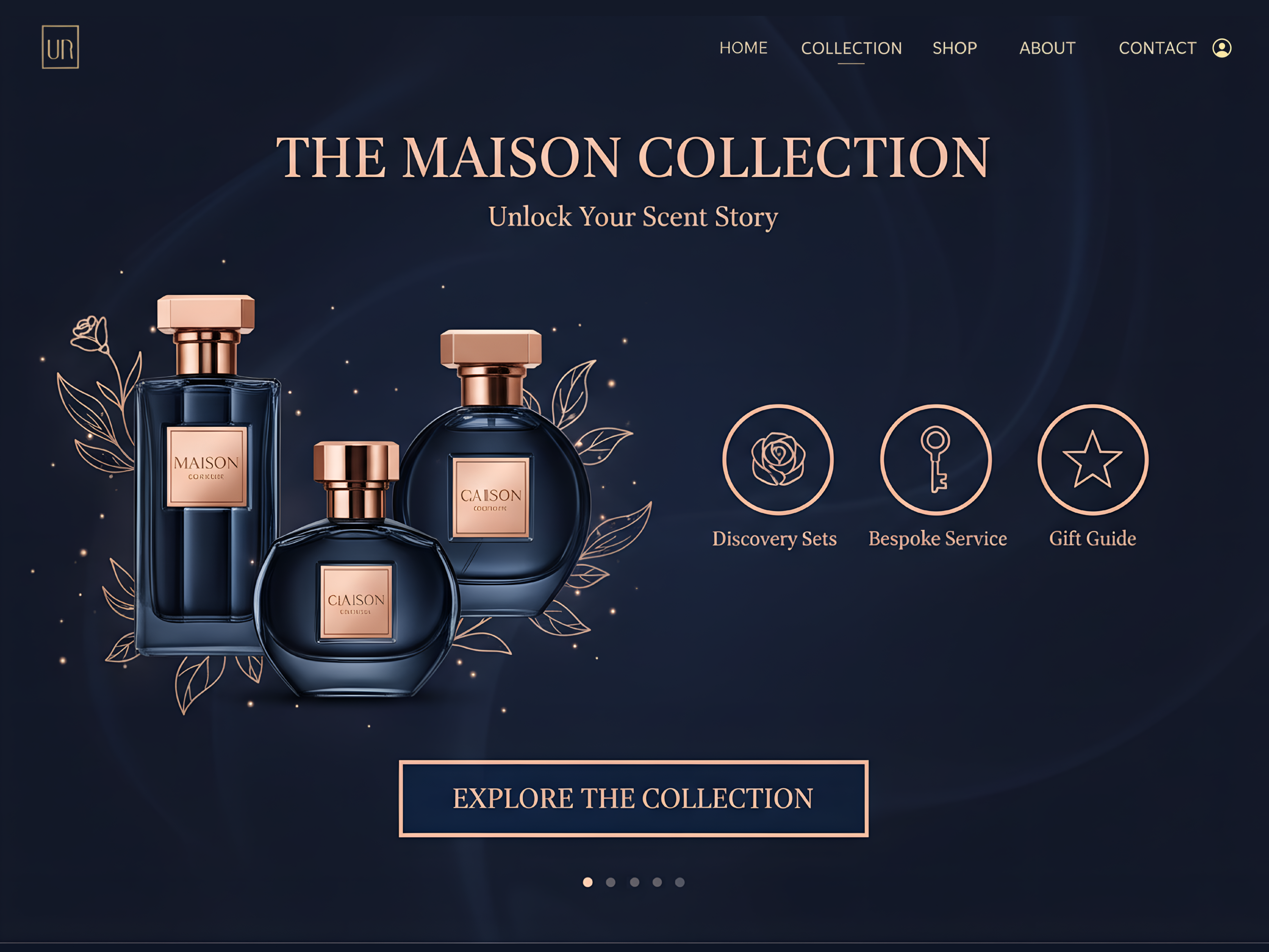 Maison Collection – Luxury Perfume Website UI branding dark ui ecommerce ui figma fragrance branding luxury website perfume design product showcase ui design visual design web design