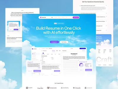 CareerCraft - AI Resume Builder Website ai ai agent ai dashboard ai landingpage ai website builder clean dashboard minimalist resume resumebuilder ui uiux web webdesign