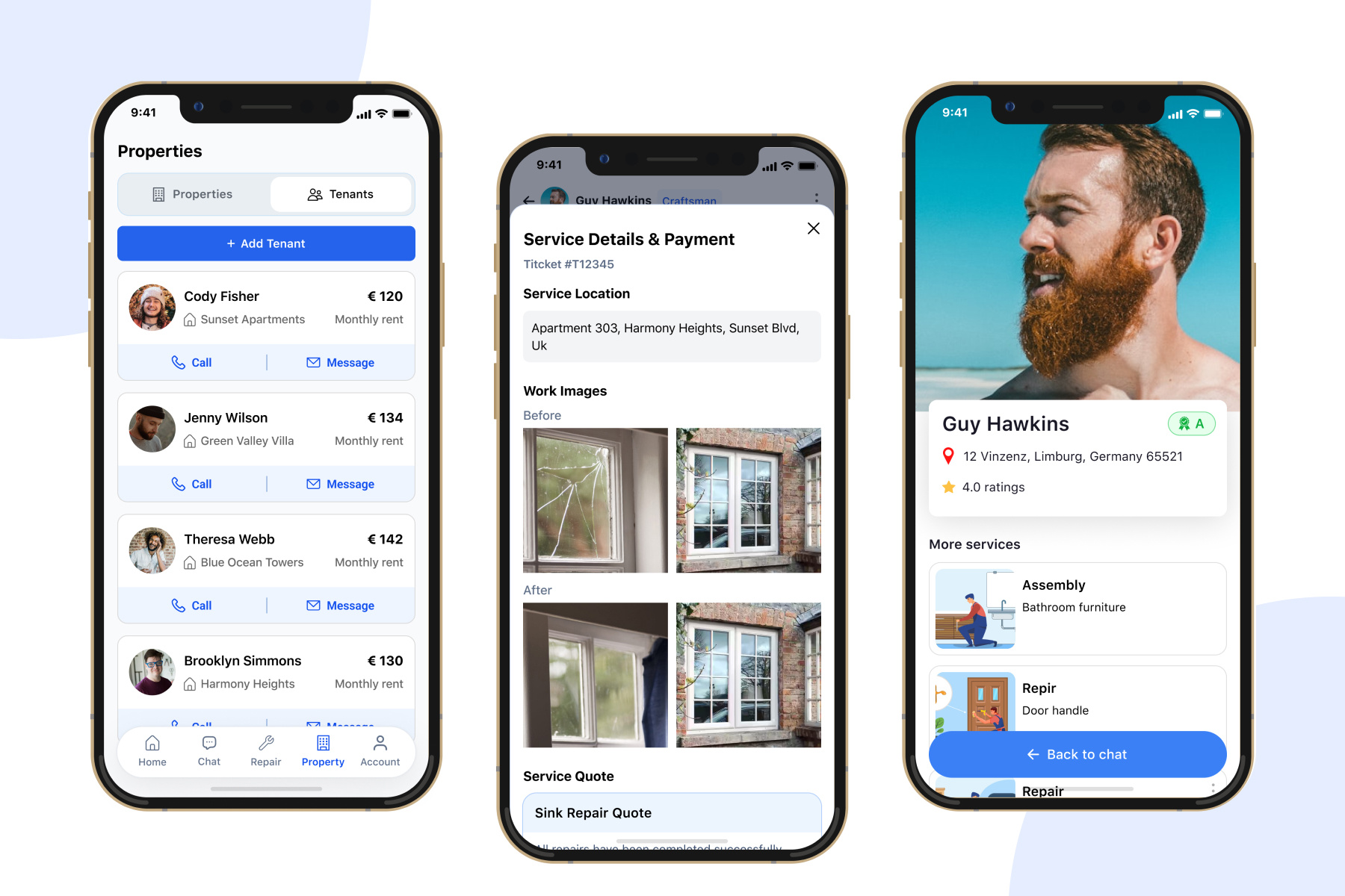 Example of Tenant / Landlord Platform App Design