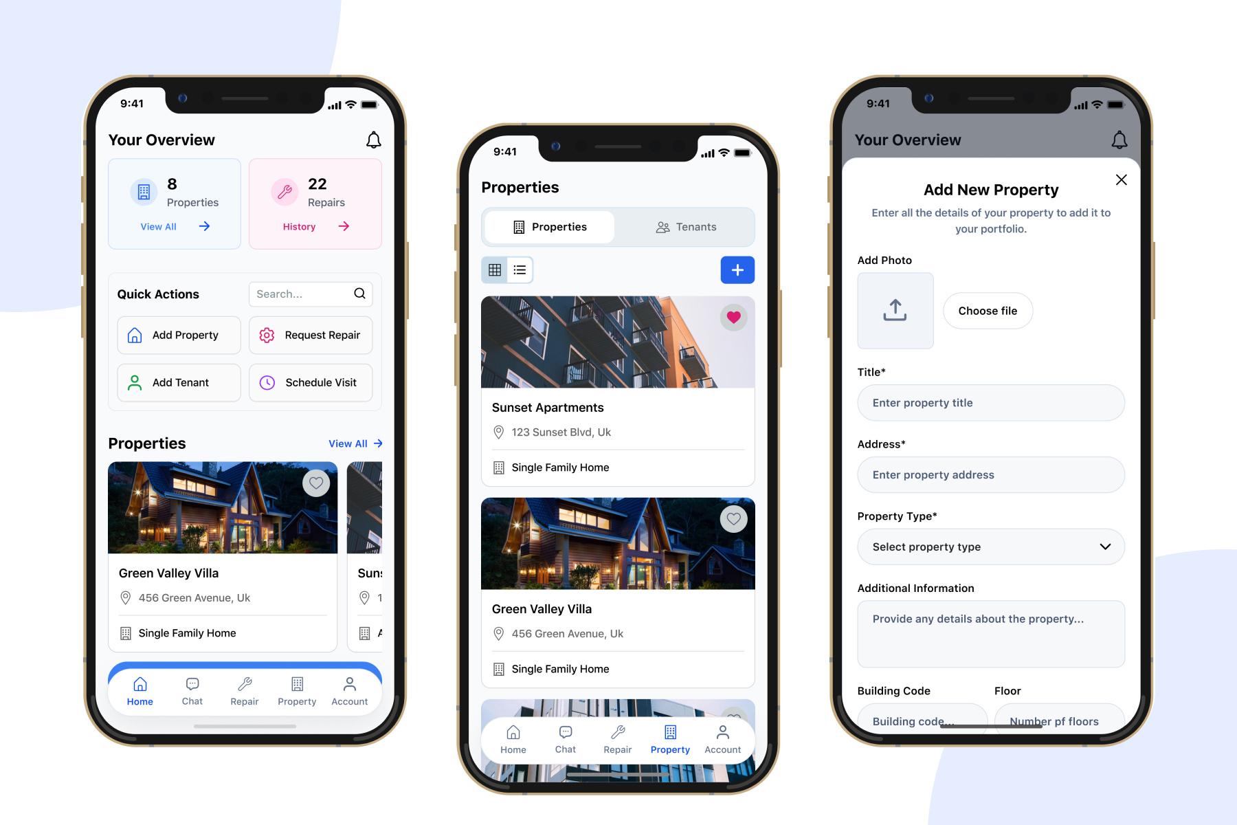 Example of Tenant / Landlord Platform App Design