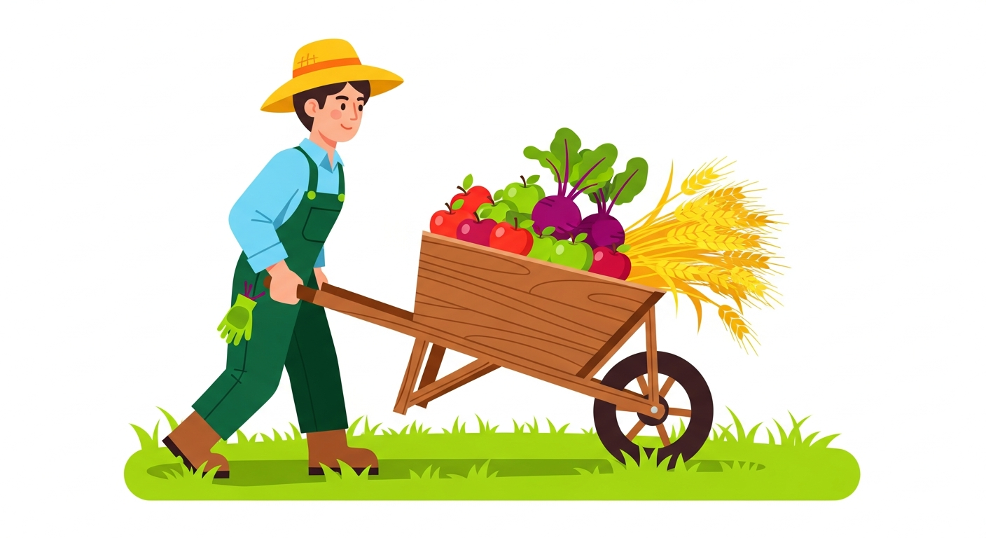 Geometric Farm Life Illustrations agriculture cow farm geometric harvest illustration landscape illustration outdoor vector illustration web