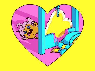 Baby, don't hurt me! cartoon character guillotine illustration valentinesday vector illustration
