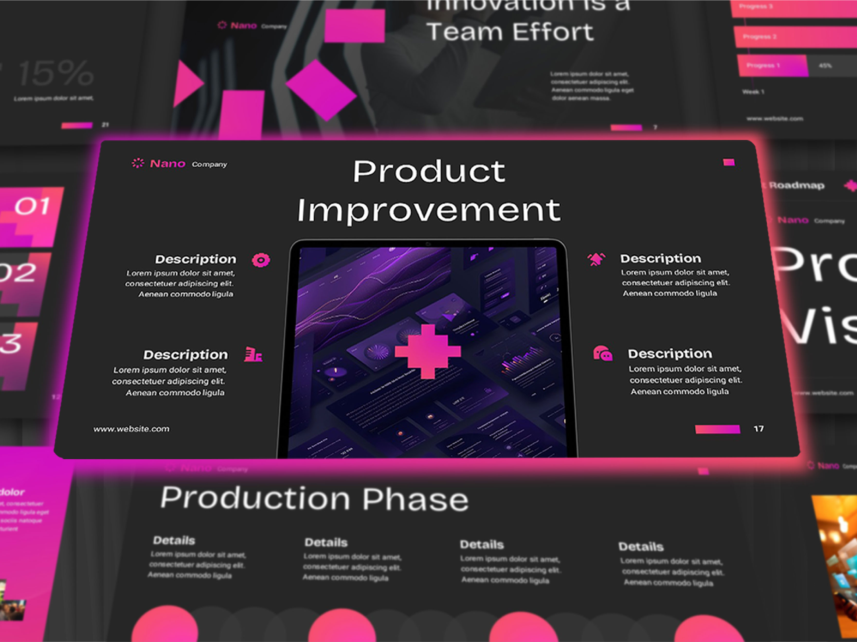 Nano Product Development Presentation business presentation editorial design graphic design pitch deck pitchdeck powerpoint template presentation presentation design product development slides