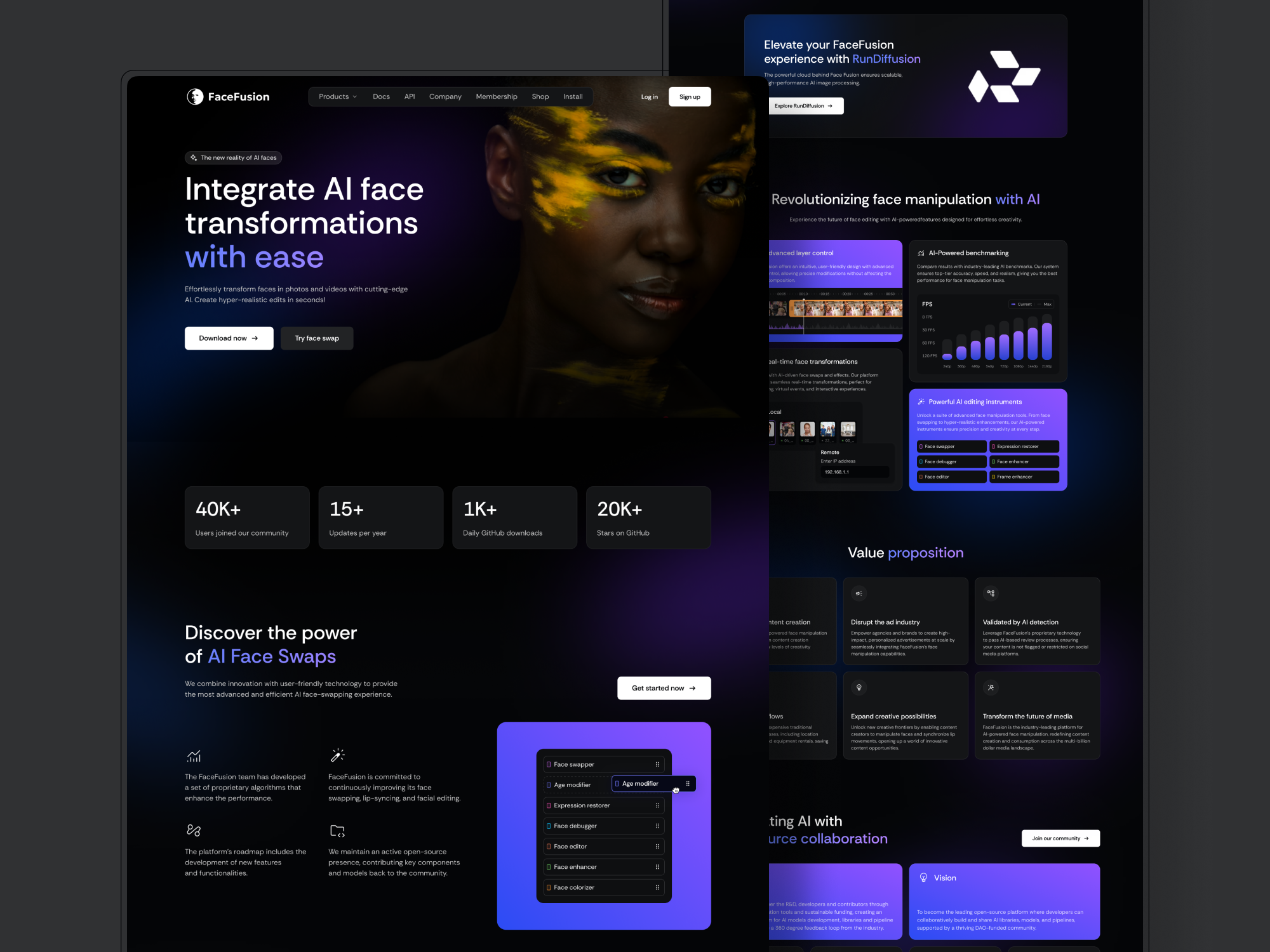 FaceFusion.io AI platform ai design home layo platform product saas ui ux