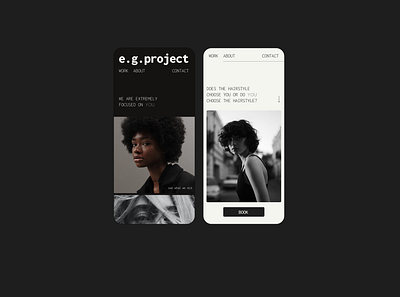 e.g.project // hair salon app branding design hairsalon minimal minimalistic mobile app ui ux uxui