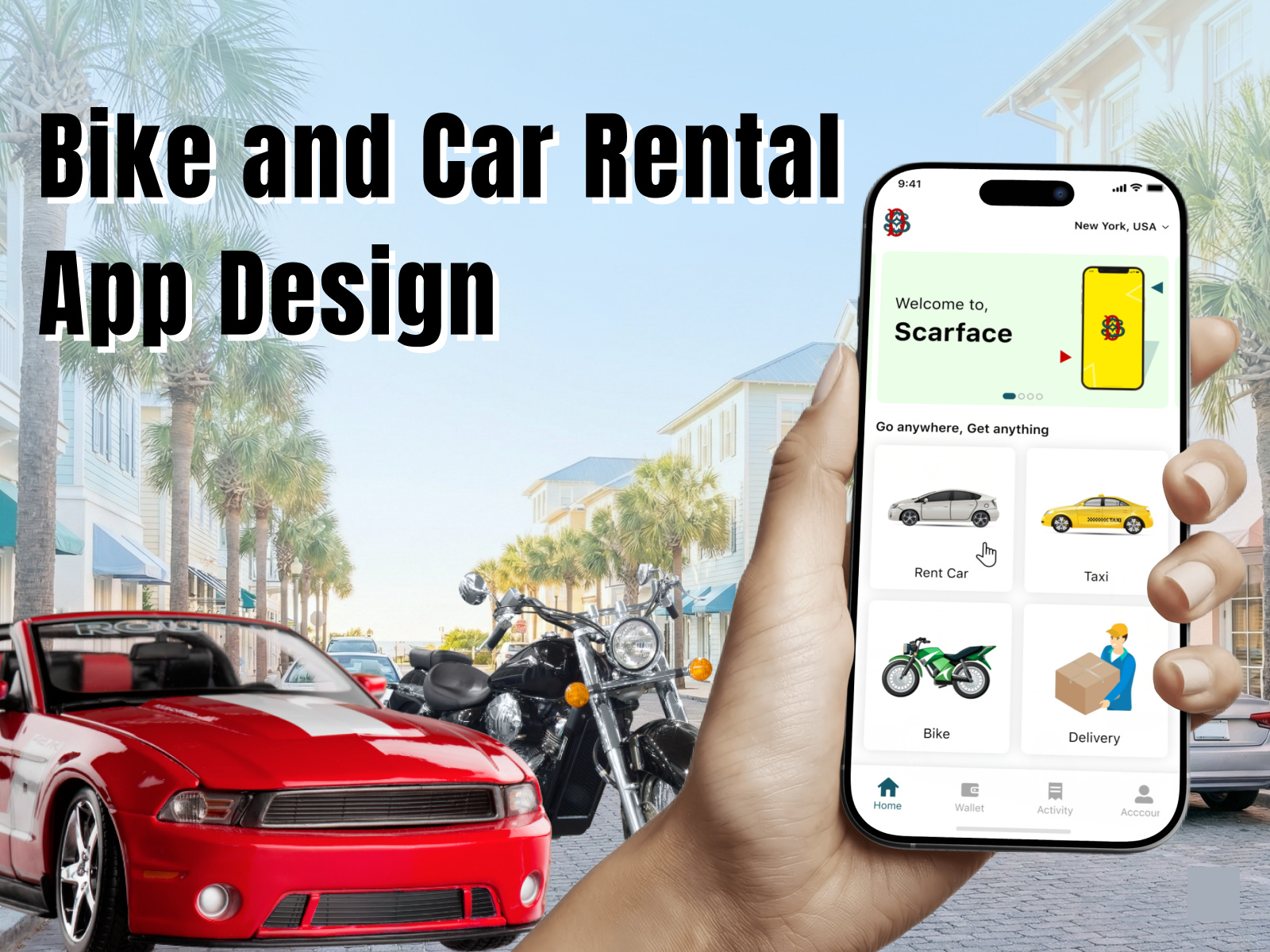 Example of Bike And Car Rental App Design