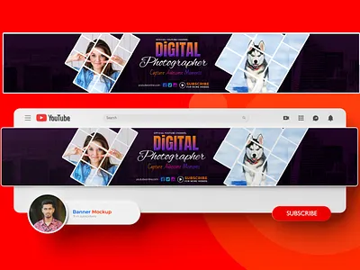 Digital Photographer YouTube Banner design banner design channel channel art cover digital banner graphic design header logo logo design social media templates web banner youtube banner youtube banner design