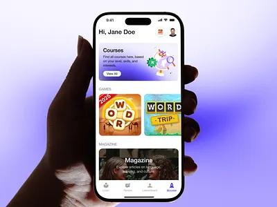 Learning App Home Design app dashboard app design app navigation clean ui content discovery digital learning edtech education app gamification ios app design language learning learning app mobile app ui mobile interface modern ui onboarding design product design ui design user experience ux design
