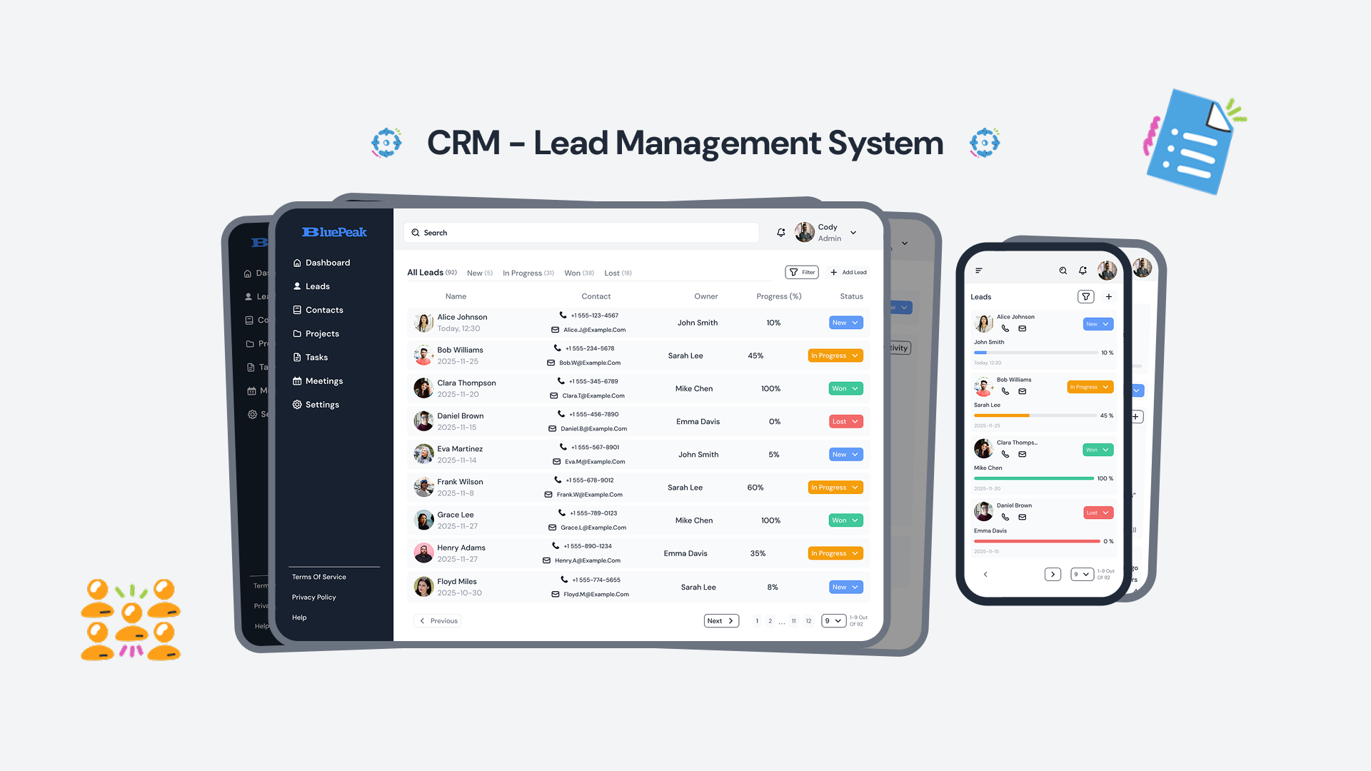CRM Dashboard - Leads Management crm leads leads management management saas ui uiux ux