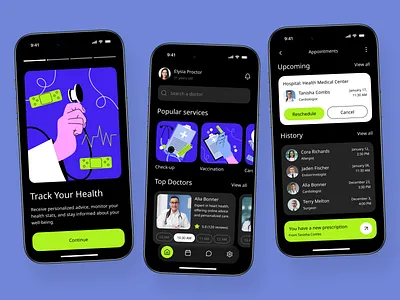Telemedicine Consultation Mobile App Design app interface booking system calendar ui chat interface clinic app doctor finder health tech healthcare app healthcare design medical dashboard medical mobile app mobile ui design patient portal telemedicine ui wellness app