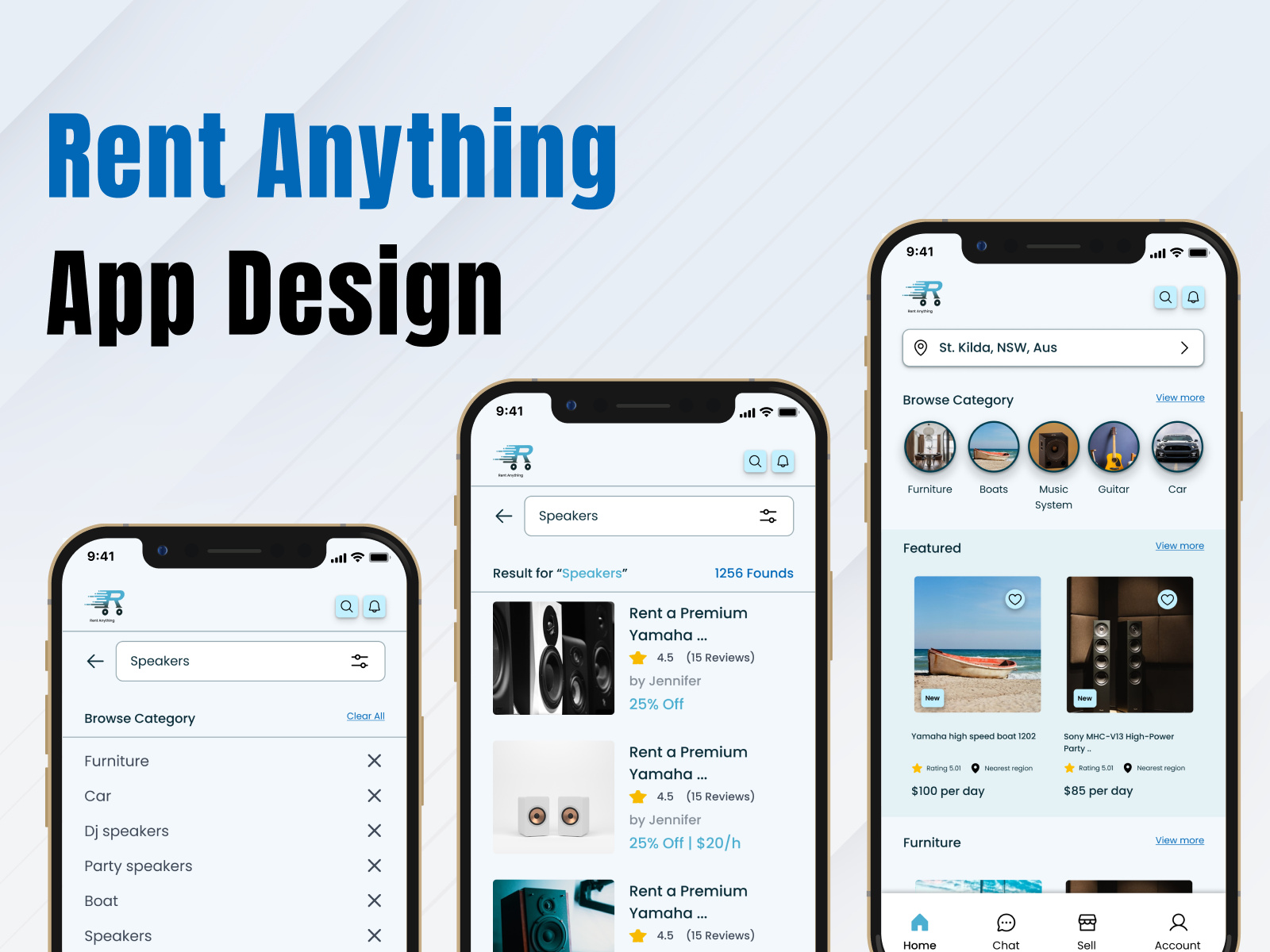 Example of Rent Anything App Design