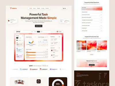 Taskora – Task Management SaaS Website UI UX Design business website clean website ui landing page landing page design minimal website modern website panze panze studio productivity website project management website responsive website saas website startup website task management website ui ux design web app design web ui design website design website ui website ui ux