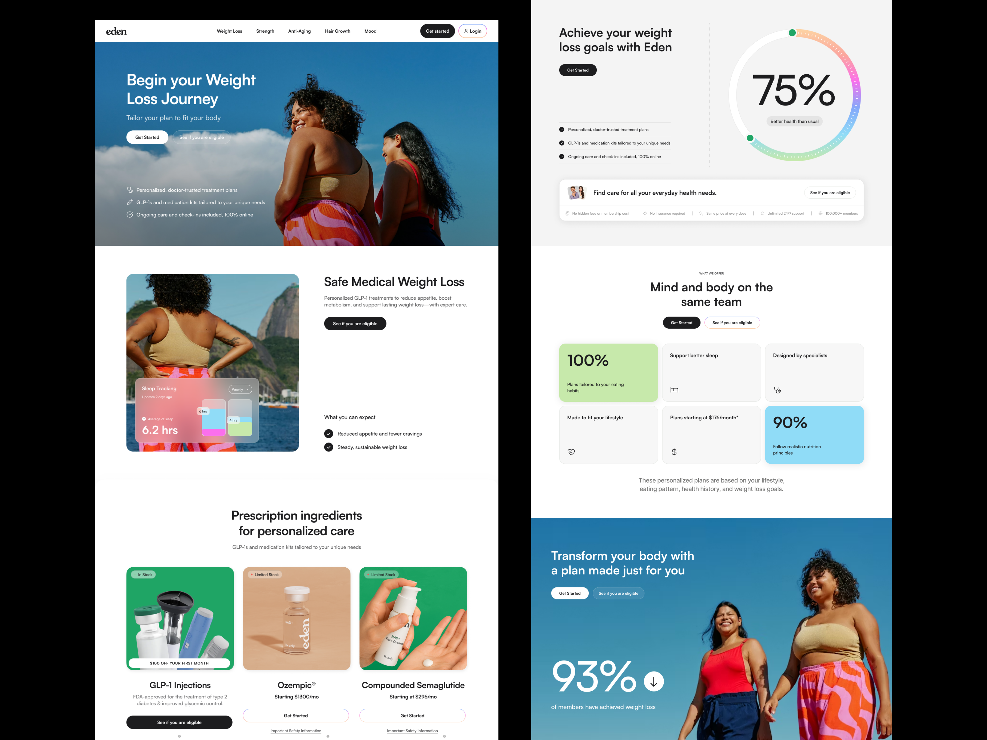 Tryeden - Telehealth Website Design cra eden glp1 treatment illustration marketing page medicine product design sexual health telehealth website telemedicine tryeden tryeden landing page tryeden website typography ui ui ux user experience ux wegovy weight loss