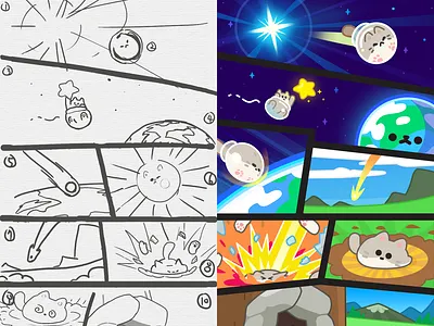 Cat wars - Secret of Evolution Intro battle game cat cat game cat wars secret of evolution game sketch game ui intro layerlab layerlab.io mobile game sketch