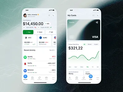 📈 Financial Dashboard & Card UI appdesign crypto cryptowallet dashboard digitalwallet finance fintechapp interface ios mobile mobilebanking money ui walletapp