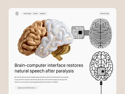 Brain-Computer Interface — AI Robotics Website UI 3d brain ai robotics ai agent ai app ai automation ai brain ai chatbot ai powered design platform ai robot company ai saas landing page ai website brain training app e commerce website mobile neuro tech design ai neuroscience mobile app robot robot landing page web design