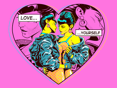 Love Yourself adobe illustrator cartoon character comics design illustration love pin up pop art valentinesday vector