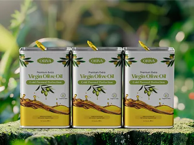 Oriva | Food Branding & Olive Oil Can Label Packaging Design brand guidelines brand identity brand identity design branding branding kit can design cooking oil design food business graphic design illustration label design logo design packaging design