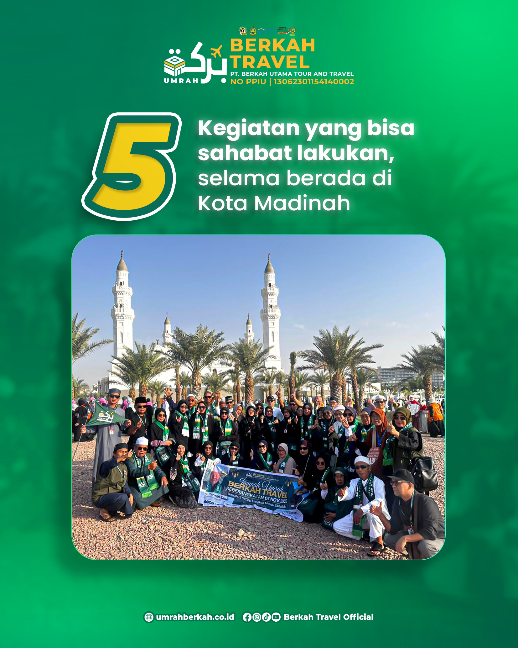 Carousel Social Media: 5 Kegiatan di Kota Madinah branding branding content graphic design social media social media content social media design social media flyer