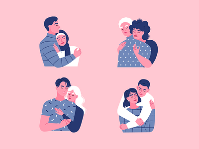 Love | Valentine's Day diverse embrace flat happy valentines day illustration love male muslim people texture vector women