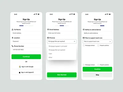 Housemade – Real Estate App Onboarding Flow app design app ui b2b booking app design interface mobile app mobile ui mobile ui concept property app property booking property finder property listing real estate real estate app realtor signup screen ui ux wavespace