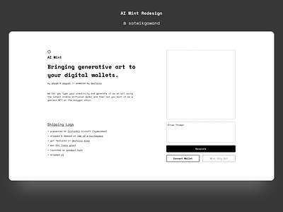 AI Mint Redesign ai concept design figma landing page redesign ui uidesign web design web3