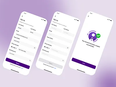 Sign Up UI accountcreation createaccount loign newapp primarybutton signup textfield ui ux