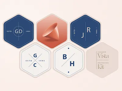 Nautical branding kit abstract branding colorful colors design geometric graphic design hexagon illustration logo logo emblem minimalism nautical navy blue summer vector