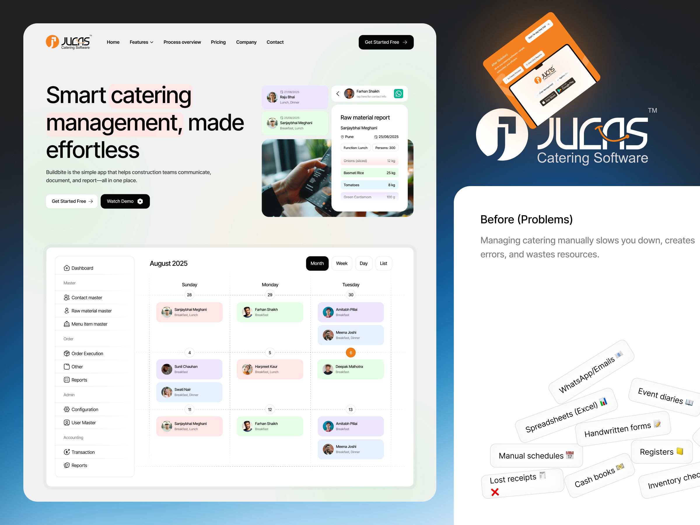 JUCAS – Catering Management SaaS Platform animation brand design branding catering management figma figma design graphic design illustration logo ui uiux user experience visual design web design webflow