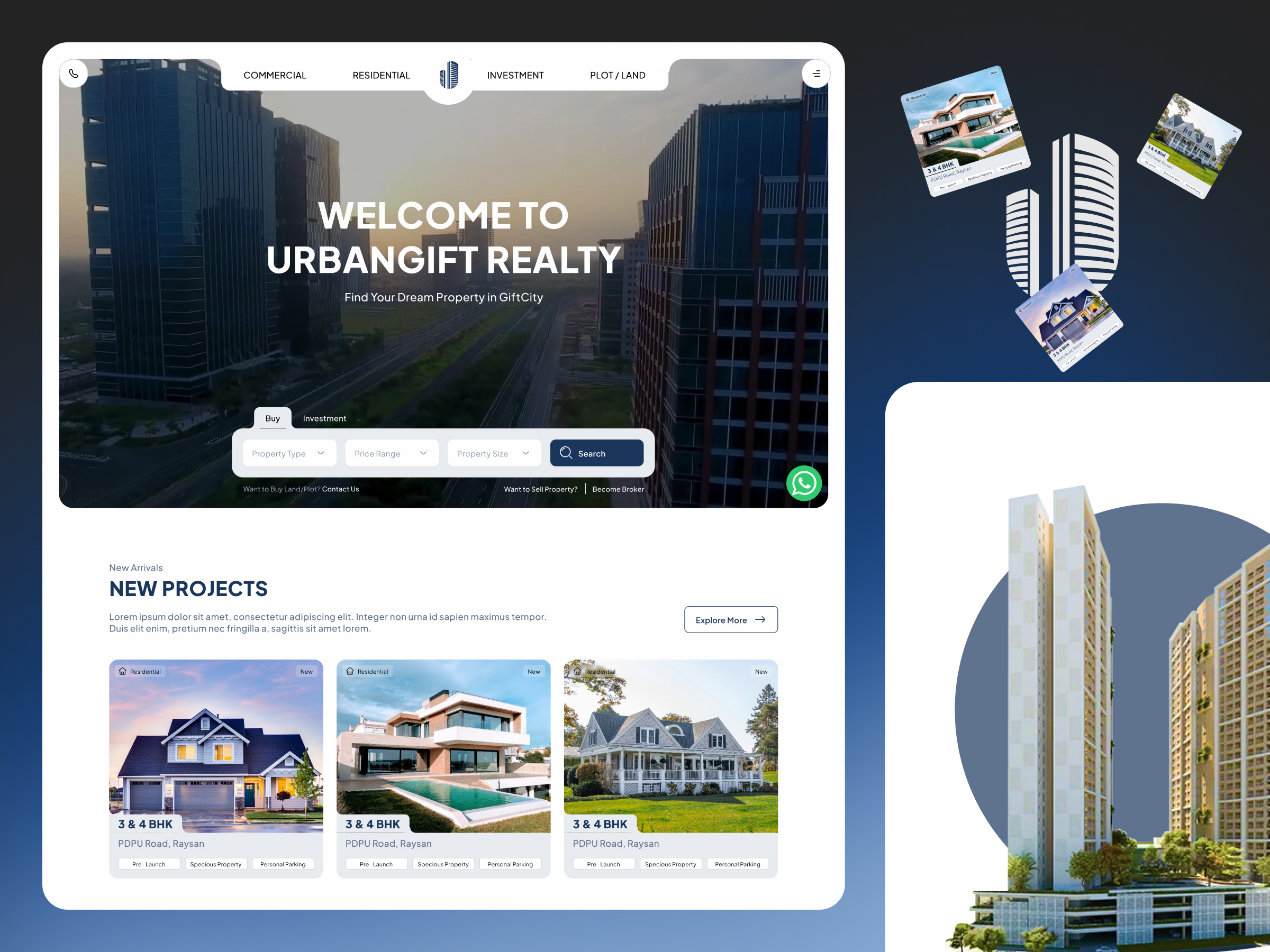 UrbanGift Realty – Real Estate Brand & Website adobe photoshop branding cro figma figma design graphic design illustration logo property listing real estate seo uiux user experience user interface web web design webflow