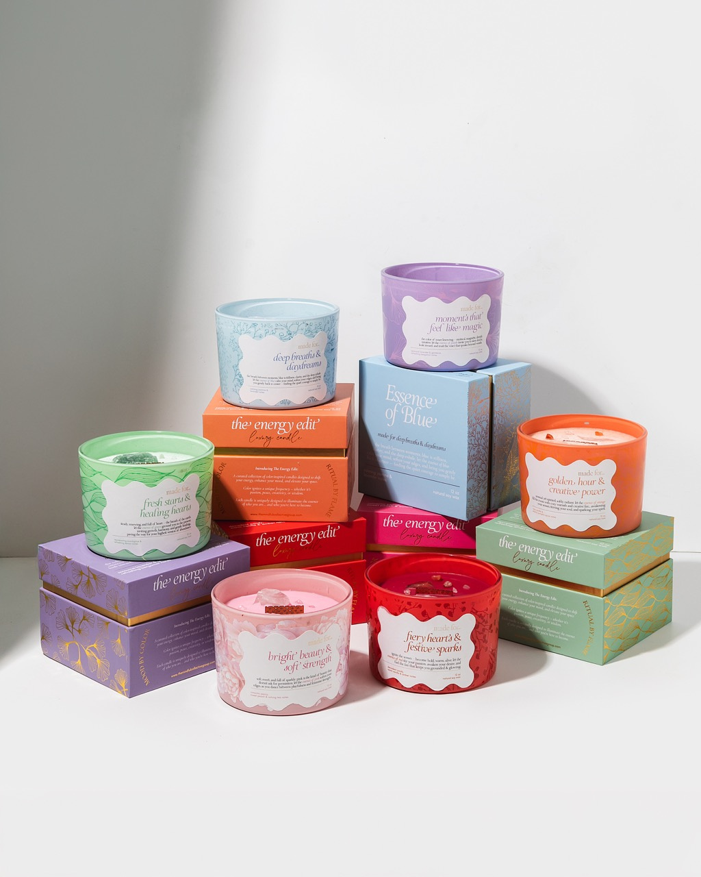 Packaging Design | The Energy Edit boxes brand design brand identity branding candles colors design design inspiration dribbble graphic design illustration jars labels package packaging packaging design pattern print design printing ui