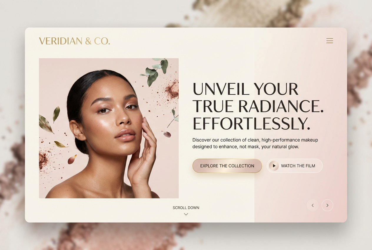 Veridian & Co. Effortless Radiance | Beauty Website Concept beautybrand landingpagedesign uiux webdesign