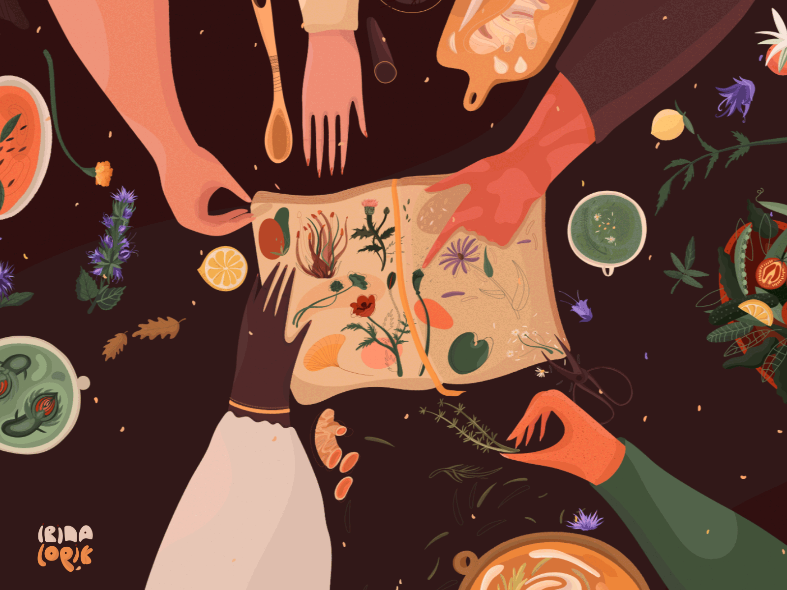 Herbal Memory Kitchen Spellbook 📖🌿 2d animation botanic charm cook cozy editorial folk gif herb illustration kitchen magic motion graphics plant poetry recipe slowlife symbol women